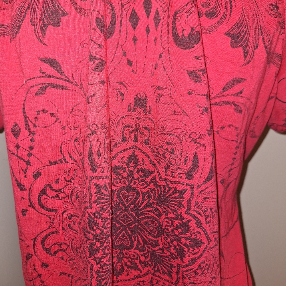 Chic Red V-Neck Rhinestone Y2K Blouse Large - Picture 4 of 7